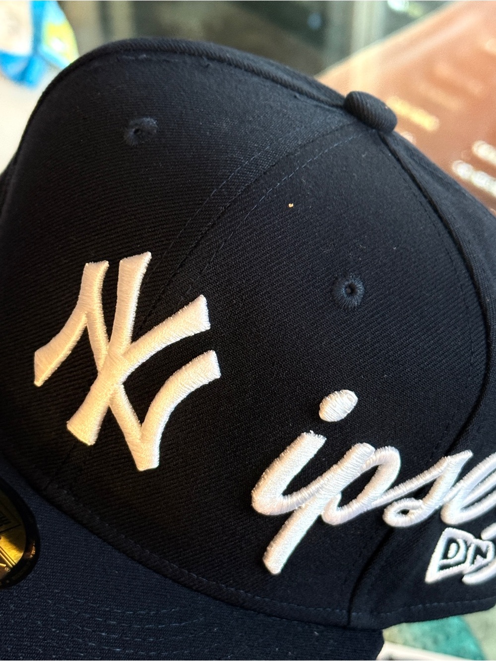 New Era Navy Blue & White NY Script Baseball Cap